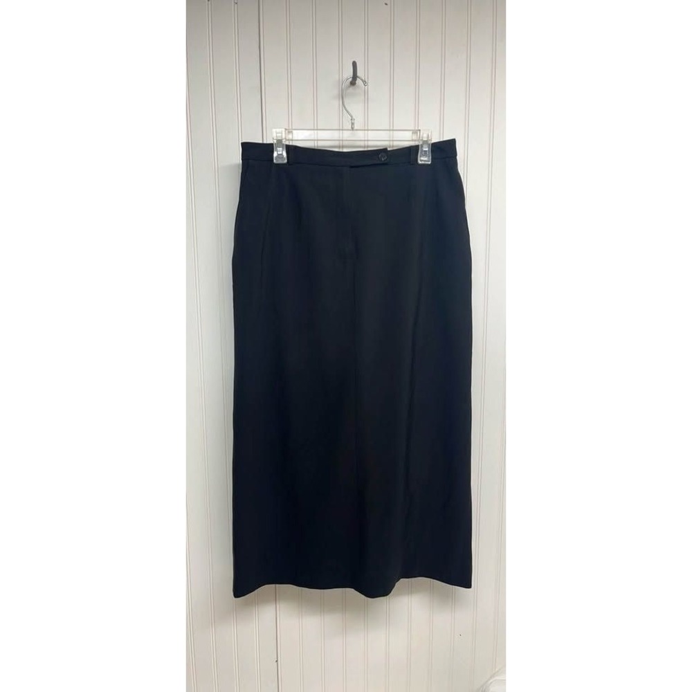Liz Claiborne Collection Black Wool Blend Maxi Skirt Size 14 Straight Back Slit